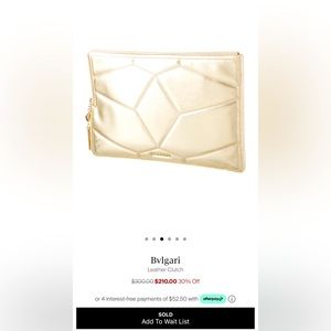 Bvlgari / bulgari gold leather clutch with snake head detail zipper